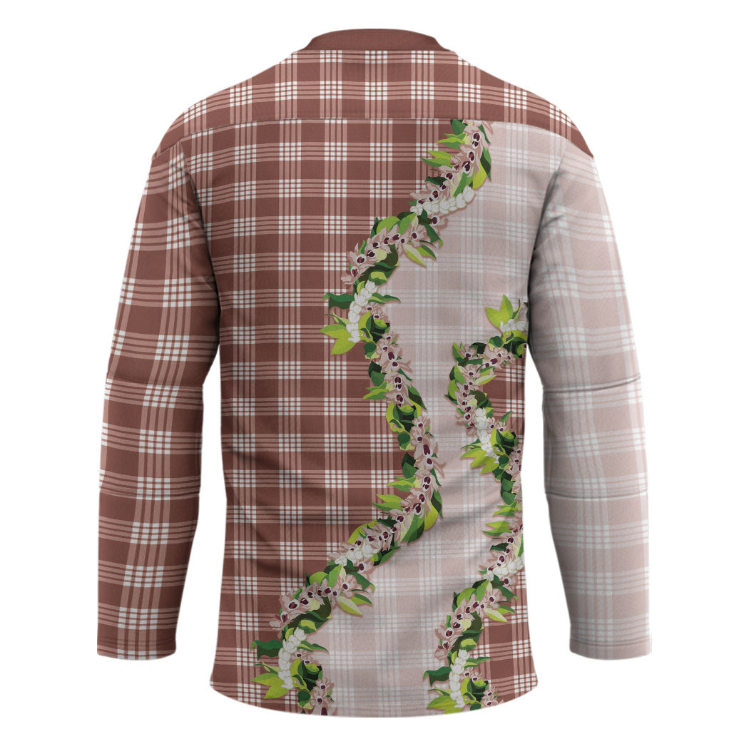 Mocha Hawaii Palaka Hockey Jersey Maile Pikake Honohono Orchid Lei