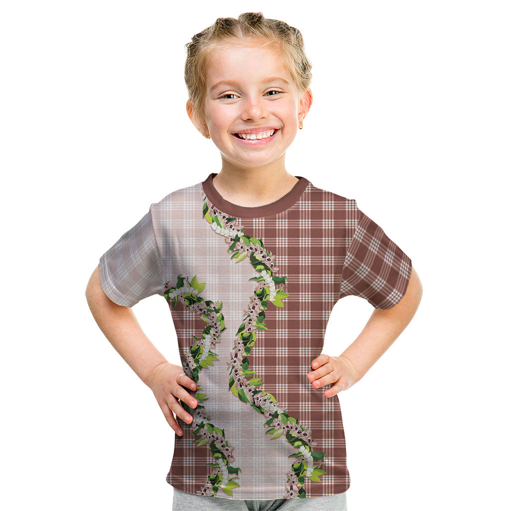 Mocha Hawaii Palaka Kid T Shirt Maile Pikake Honohono Orchid Lei LT05 Mocha - Polynesian Pride