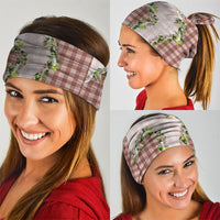 Mocha Hawaii Palaka Neck Gaiter Maile Pikake Honohono Orchid Lei