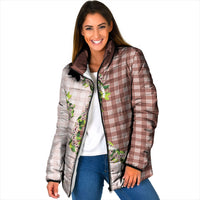 Mocha Hawaii Palaka Padded Jacket Maile Pikake Honohono Orchid Lei