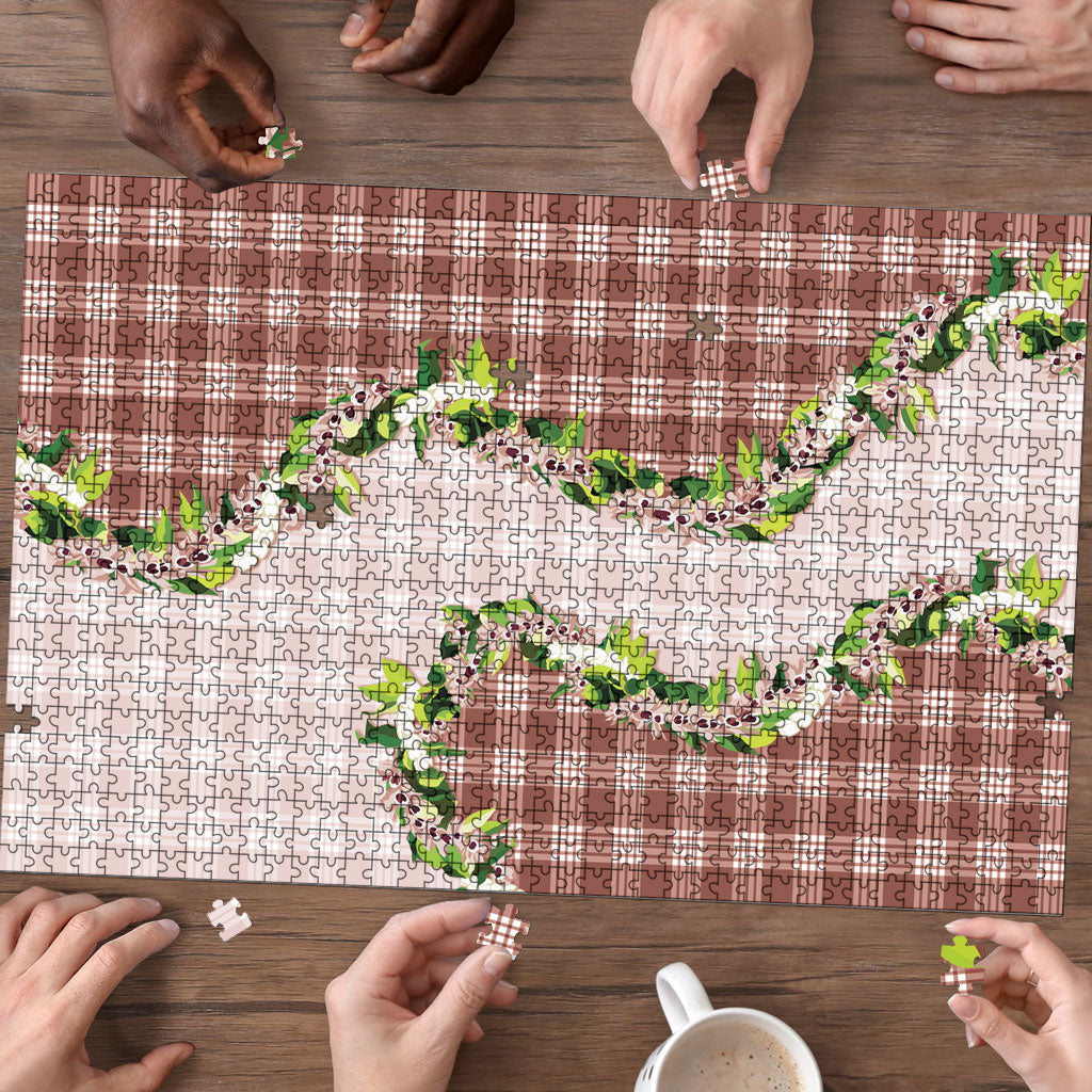Mocha Hawaii Palaka Puzzle Maile Pikake Honohono Orchid Lei