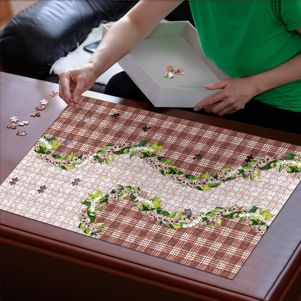 Mocha Hawaii Palaka Puzzle Maile Pikake Honohono Orchid Lei