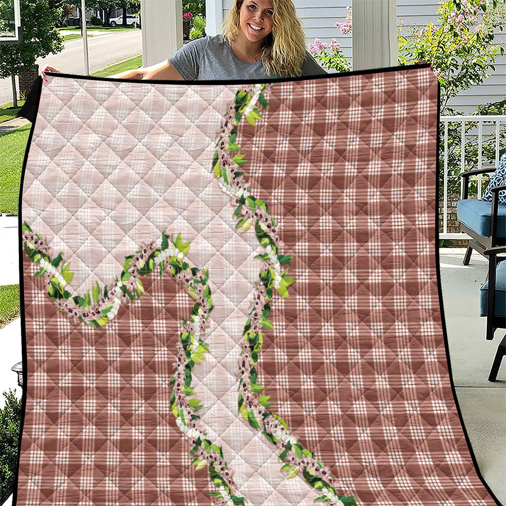 Mocha Hawaii Palaka Quilt Maile Pikake Honohono Orchid Lei