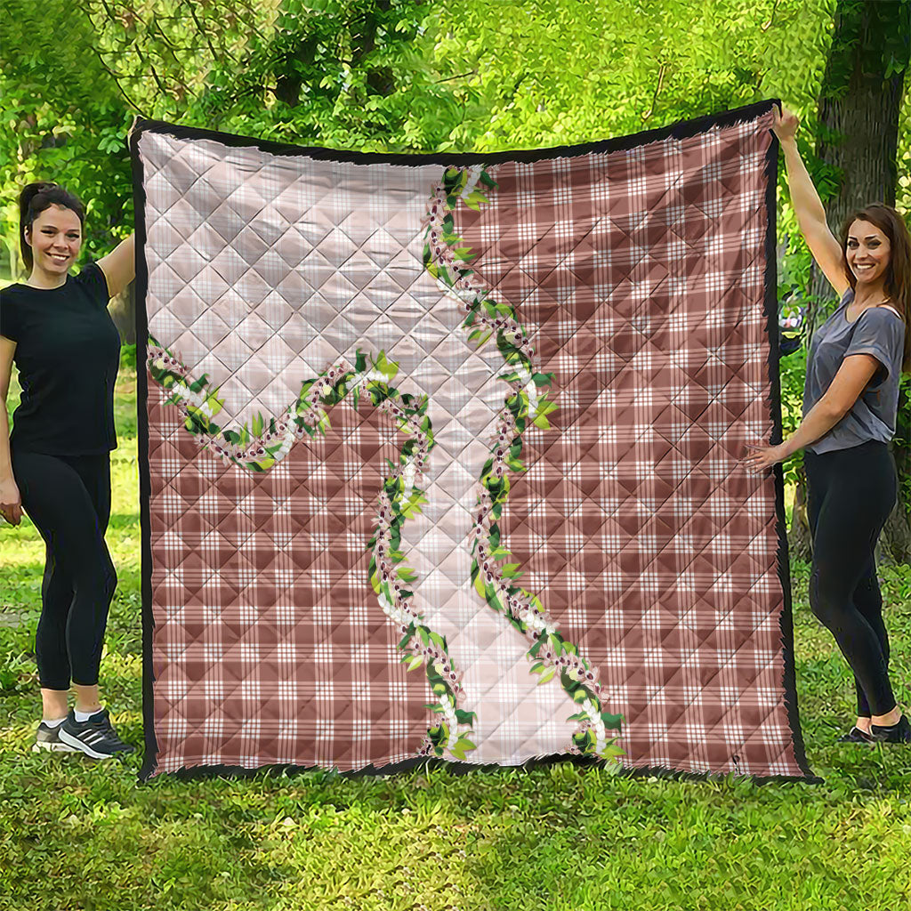 Mocha Hawaii Palaka Quilt Maile Pikake Honohono Orchid Lei