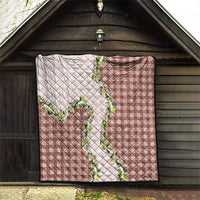 Mocha Hawaii Palaka Quilt Maile Pikake Honohono Orchid Lei