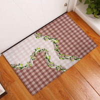 Mocha Hawaii Palaka Rubber Doormat Maile Pikake Honohono Orchid Lei