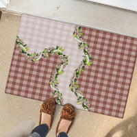 Mocha Hawaii Palaka Rubber Doormat Maile Pikake Honohono Orchid Lei