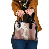 Mocha Hawaii Palaka Shoulder Handbag Maile Pikake Honohono Orchid Lei