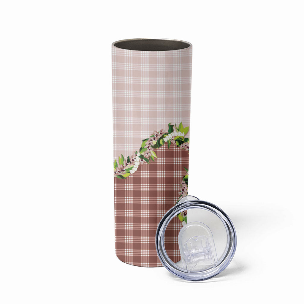 Mocha Hawaii Palaka Skinny Tumbler Maile Pikake Honohono Orchid Lei