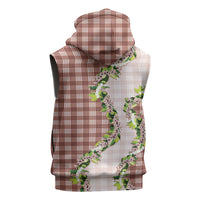 Mocha Hawaii Palaka Sleeveless Hoodie Maile Pikake Honohono Orchid Lei