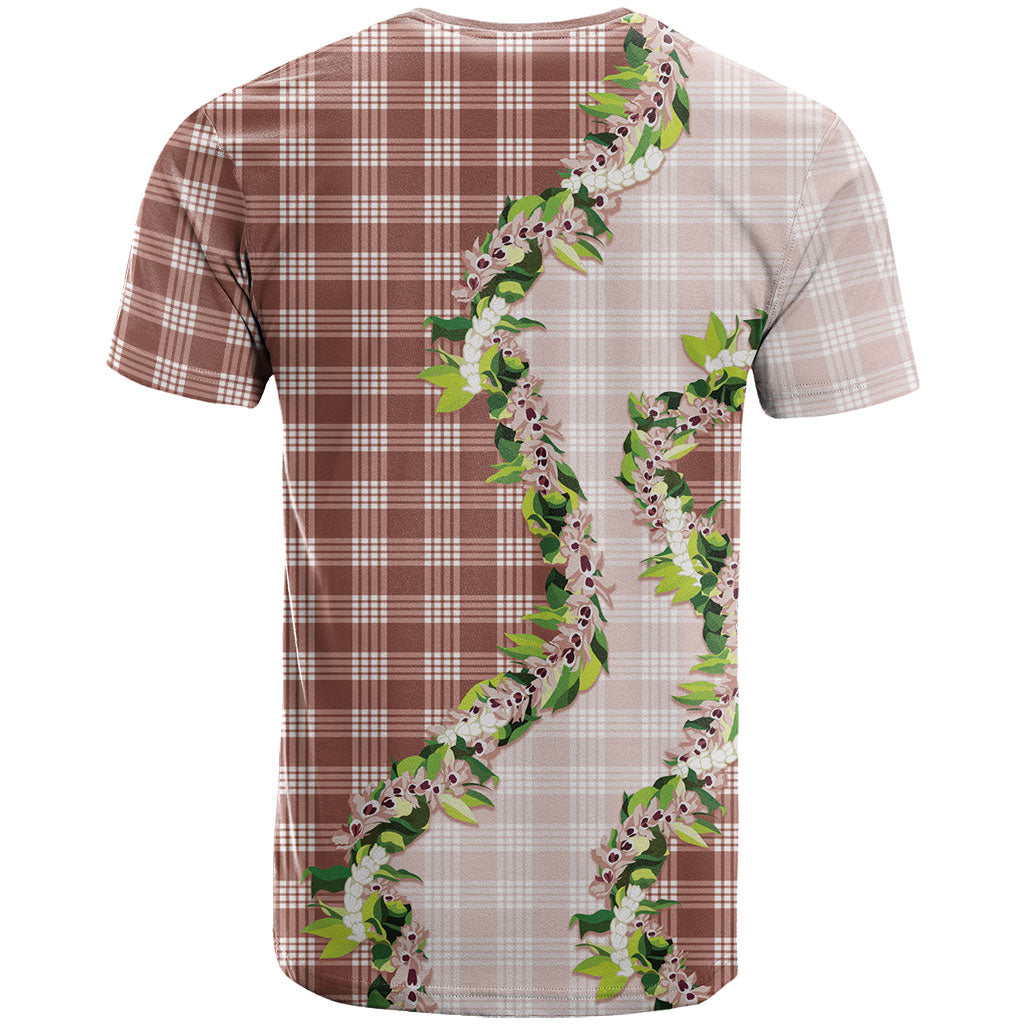 Mocha Hawaii Palaka T Shirt Maile Pikake Honohono Orchid Lei