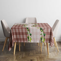 Mocha Hawaii Palaka Tablecloth Maile Pikake Honohono Orchid Lei