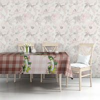 Mocha Hawaii Palaka Tablecloth Maile Pikake Honohono Orchid Lei