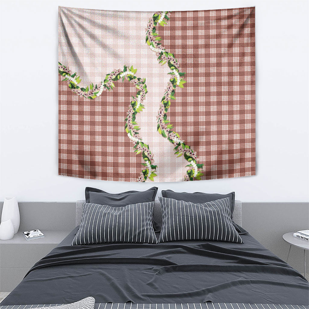 Mocha Hawaii Palaka Tapestry Maile Pikake Honohono Orchid Lei