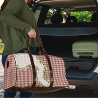 Mocha Hawaii Palaka Travel Bag Maile Pikake Honohono Orchid Lei