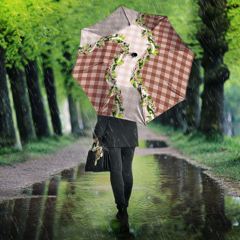 Mocha Hawaii Palaka Umbrella Maile Pikake Honohono Orchid Lei