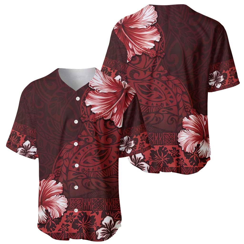 Hawaii Hibiscus With Oxblood Polynesian Pattern Baseball Jersey LT05 - Polynesian Pride