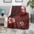 Hawaii Hibiscus With Oxblood Polynesian Pattern Blanket