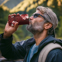 Hawaii Hibiscus With Oxblood Polynesian Pattern 4 in 1 Can Cooler Tumbler