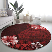 Hawaii Hibiscus With Oxblood Polynesian Pattern Round Carpet LT05 - Polynesian Pride