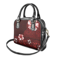 Hawaii Hibiscus With Oxblood Polynesian Pattern Shoulder Handbag