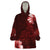 Hawaii Hibiscus With Oxblood Polynesian Pattern Wearable Blanket Hoodie