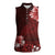 Hawaii Hibiscus With Oxblood Polynesian Pattern Women Sleeveless Polo Shirt