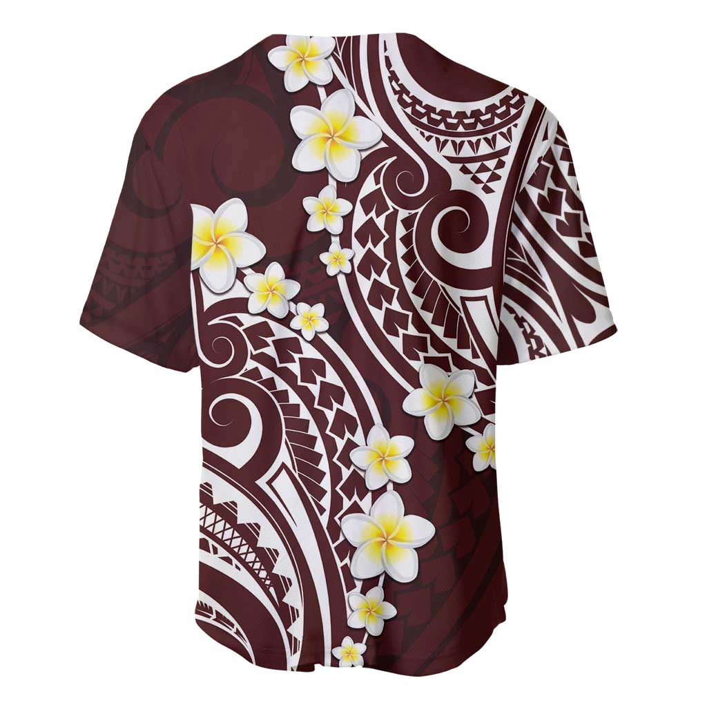 Plumeria With Oxblood Polynesian Tattoo Pattern Baseball Jersey LT05 - Polynesian Pride