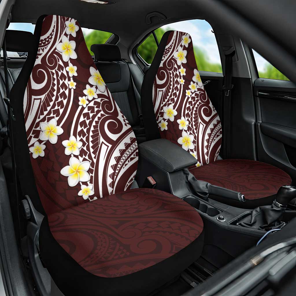 Plumeria With Oxblood Polynesian Tattoo Pattern Car Seat Cover LT05 One Size Red - Polynesian Pride