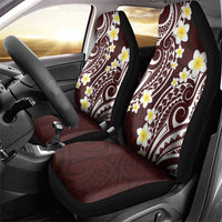 Plumeria With Oxblood Polynesian Tattoo Pattern Car Seat Cover LT05 - Polynesian Pride