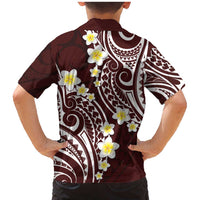 Plumeria With Oxblood Polynesian Tattoo Pattern Family Matching Mermaid Dress and Hawaiian Shirt LT05 - Polynesian Pride