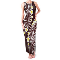 Plumeria With Oxblood Polynesian Tattoo Pattern Family Matching Tank Maxi Dress and Hawaiian Shirt