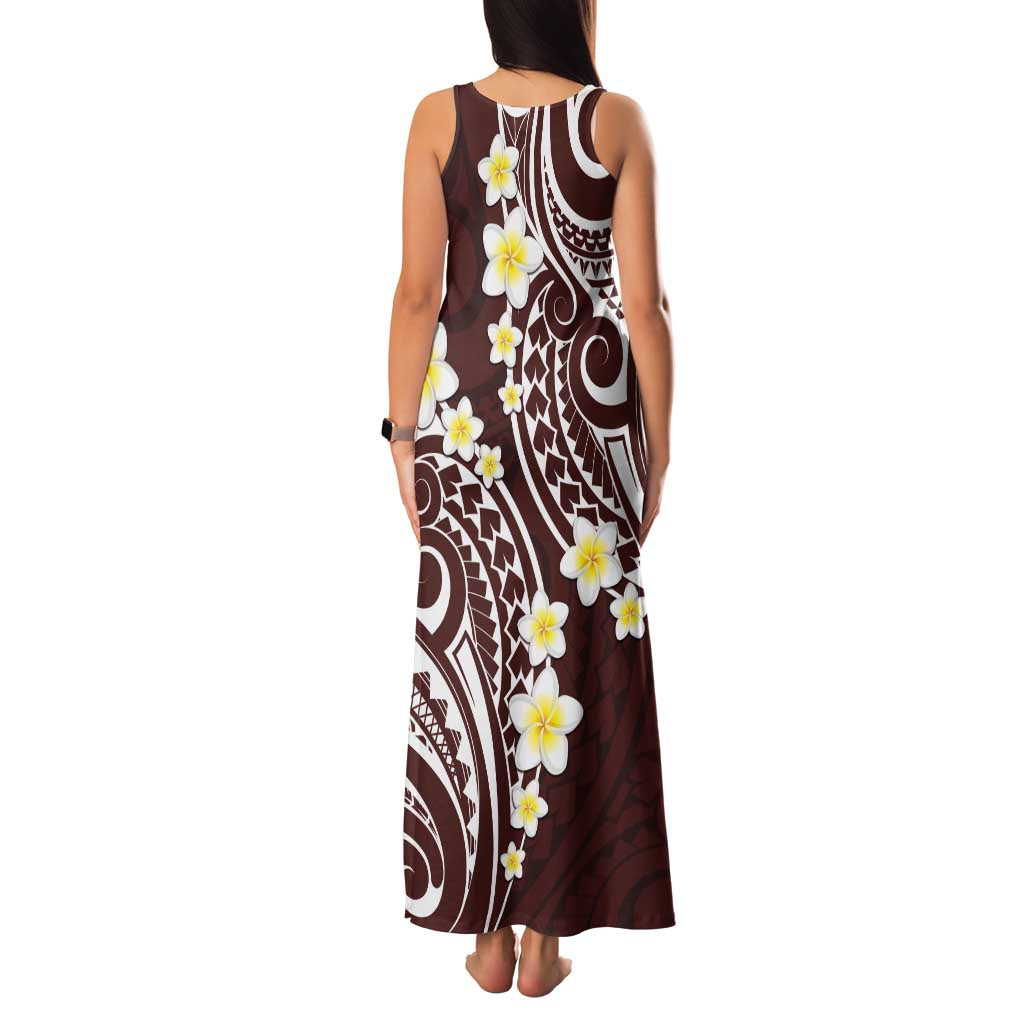 Plumeria With Oxblood Polynesian Tattoo Pattern Family Matching Tank Maxi Dress and Hawaiian Shirt