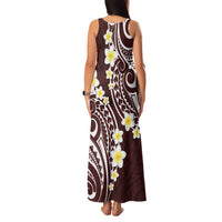 Plumeria With Oxblood Polynesian Tattoo Pattern Family Matching Tank Maxi Dress and Hawaiian Shirt