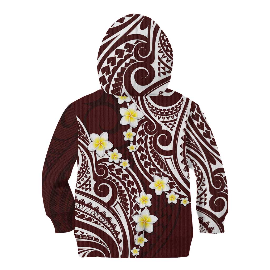 Plumeria With Oxblood Polynesian Tattoo Pattern Kid Hoodie