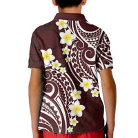Plumeria With Oxblood Polynesian Tattoo Pattern Kid Polo Shirt