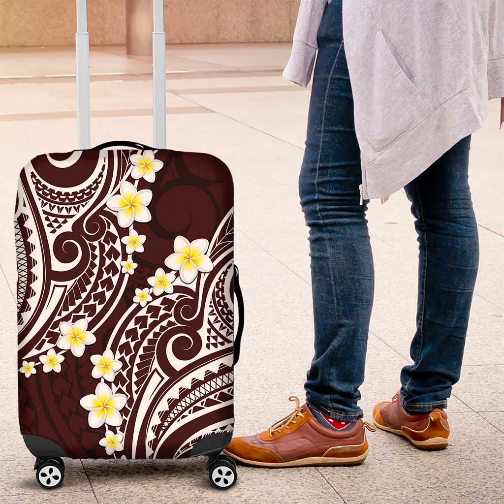Plumeria With Oxblood Polynesian Tattoo Pattern Luggage Cover