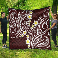 Plumeria With Oxblood Polynesian Tattoo Pattern Quilt