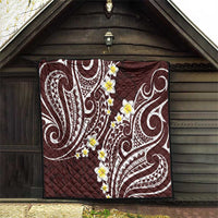 Plumeria With Oxblood Polynesian Tattoo Pattern Quilt
