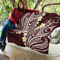 Plumeria With Oxblood Polynesian Tattoo Pattern Quilt