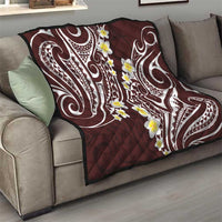 Plumeria With Oxblood Polynesian Tattoo Pattern Quilt