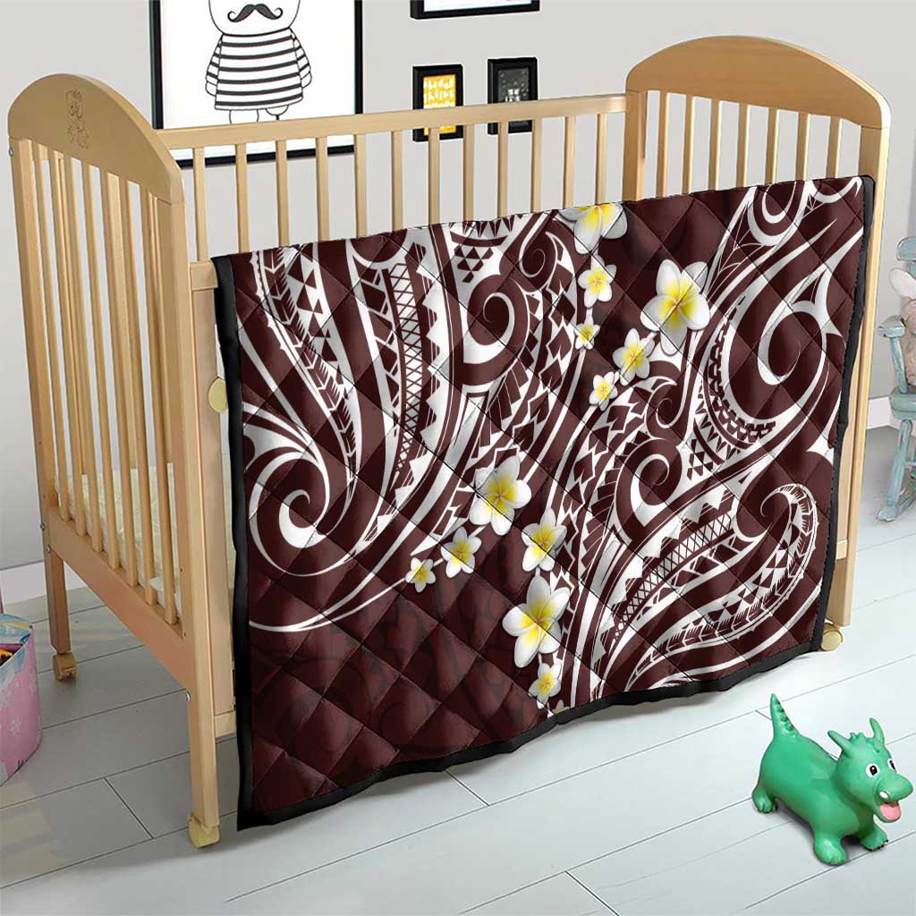 Plumeria With Oxblood Polynesian Tattoo Pattern Quilt