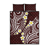 Plumeria With Oxblood Polynesian Tattoo Pattern Quilt Bed Set