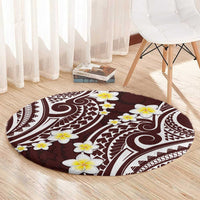Plumeria With Oxblood Polynesian Tattoo Pattern Round Carpet LT05 - Polynesian Pride
