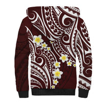 Plumeria With Oxblood Polynesian Tattoo Pattern Sherpa Hoodie