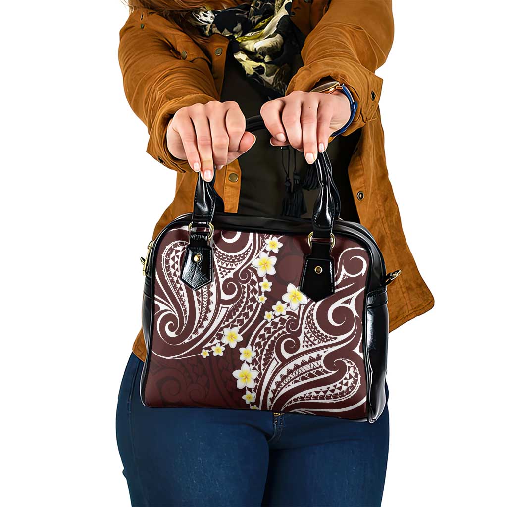 Plumeria With Oxblood Polynesian Tattoo Pattern Shoulder Handbag LT05 One Size Red - Polynesian Pride