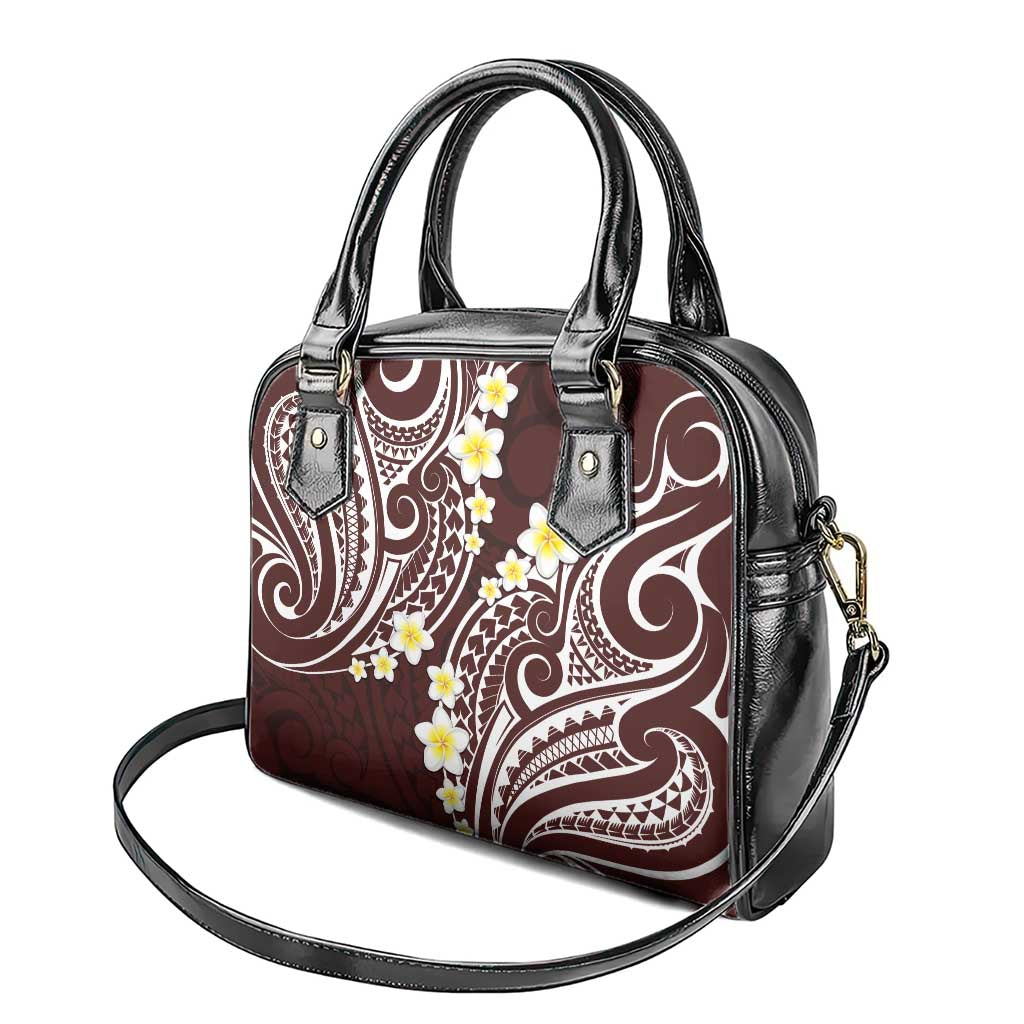 Plumeria With Oxblood Polynesian Tattoo Pattern Shoulder Handbag