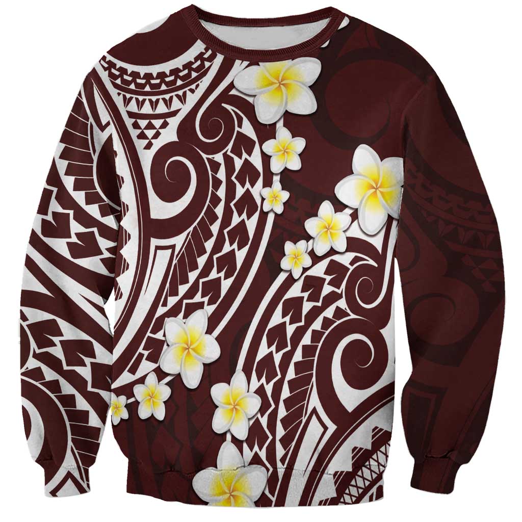 Plumeria With Oxblood Polynesian Tattoo Pattern Sweatshirt