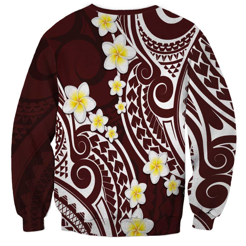 Plumeria With Oxblood Polynesian Tattoo Pattern Sweatshirt