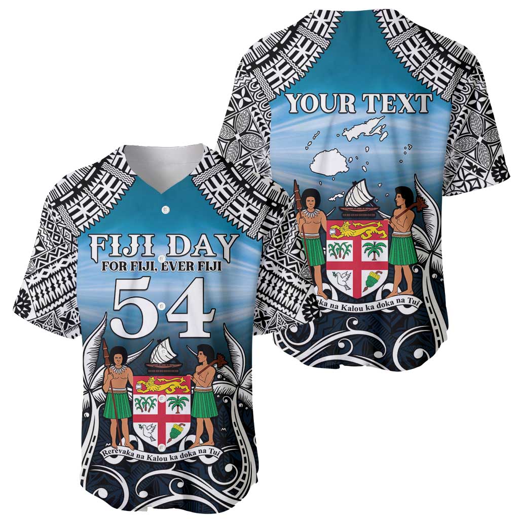 Personalised Happy 54th Fiji Day Baseball Jersey Forever Fiji With Tapa Tribal Pattern LT05 - Polynesian Pride